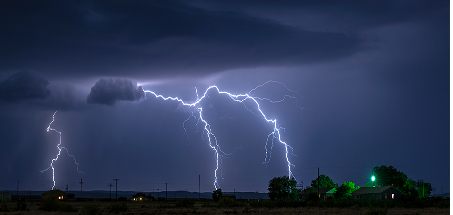 Dark clouds with lightning striking