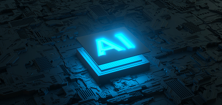 Glowing blue "AI"